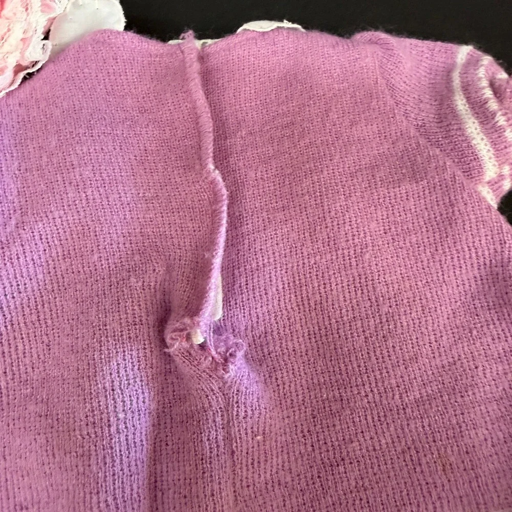 Vintage Doll Clothes Lot Red Coat Purple Knit Dress Pink Gown Floral Outfits